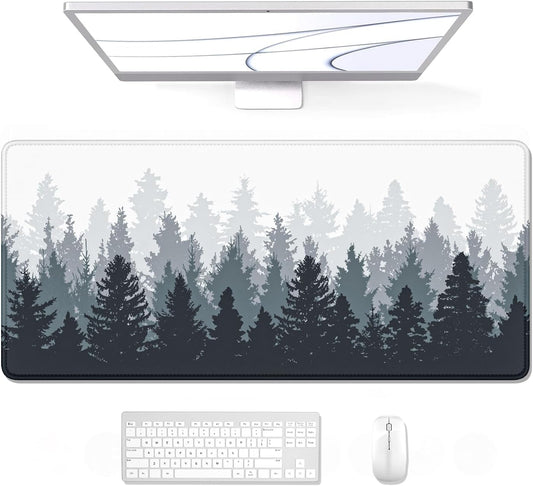 Forest Serenity XXL Gaming Mouse Pad – 35.4 x 15.7 in Extended Desk Mat, Non-Slip Rubber Base, Stitched Edges, Ultra-Thin Large Mouse Pad for Desktop, Laptop & Office Setup (White Forest Design)