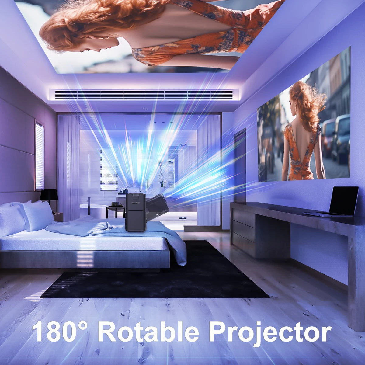 4K Android 11 Projector – Native 1080P, 390 ANSI Lumens, Dual Wi-Fi 6, BT 5.0, Portable Cinema Projector