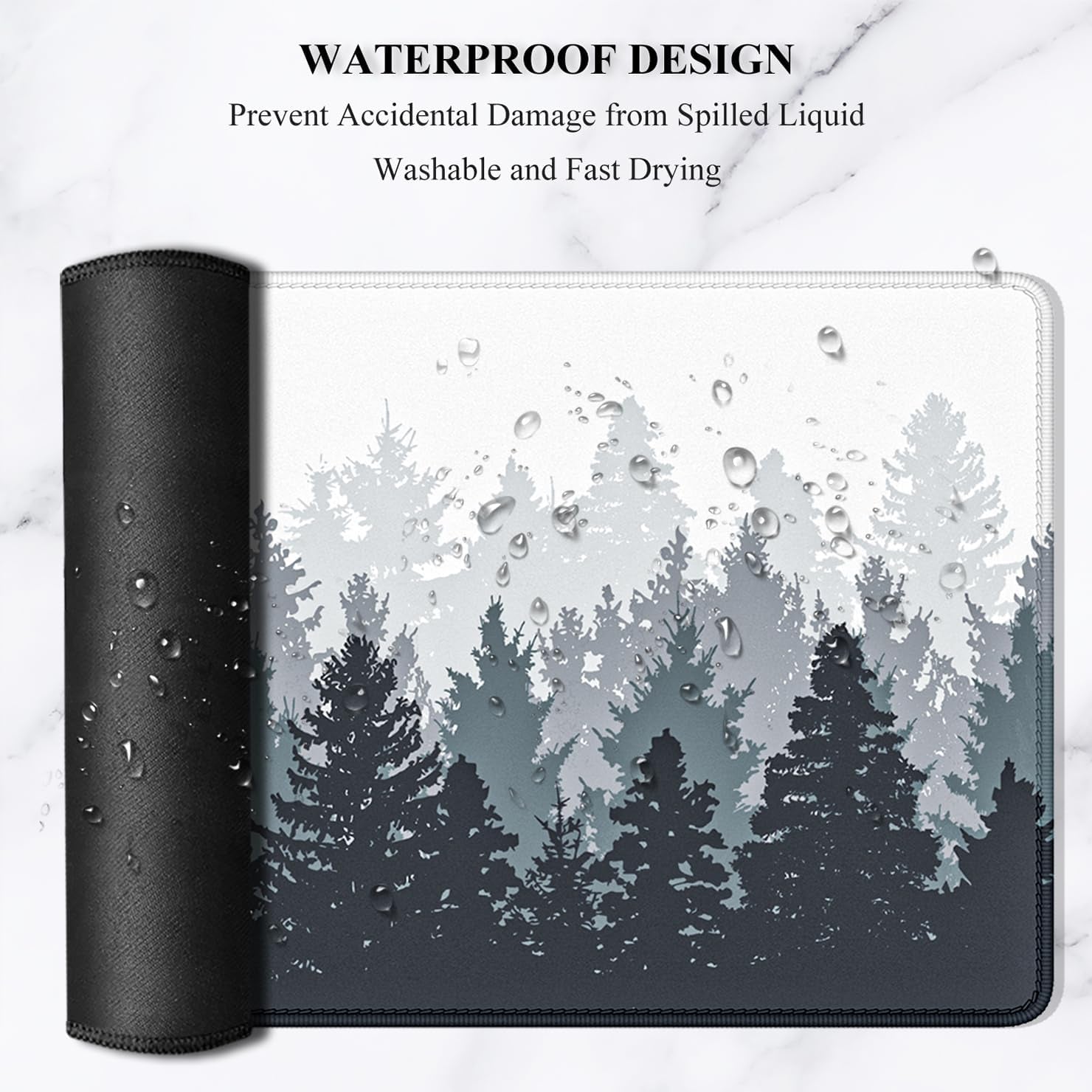 Forest Serenity XXL Gaming Mouse Pad – 35.4 x 15.7 in Extended Desk Mat, Non-Slip Rubber Base, Stitched Edges, Ultra-Thin Large Mouse Pad for Desktop, Laptop & Office Setup (White Forest Design)