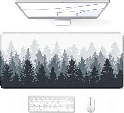 Forest Serenity XXL Gaming Mouse Pad – 35.4 x 15.7 in Extended Desk Mat, Non-Slip Rubber Base, Stitched Edges, Ultra-Thin Large Mouse Pad for Desktop, Laptop & Office Setup (White Forest Design)