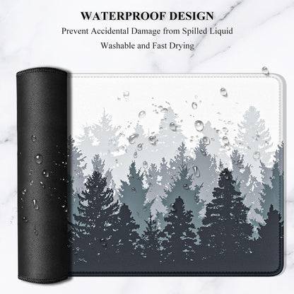 Forest Serenity XXL Gaming Mouse Pad – 35.4 x 15.7 in Extended Desk Mat, Non-Slip Rubber Base, Stitched Edges, Ultra-Thin Large Mouse Pad for Desktop, Laptop & Office Setup (White Forest Design)